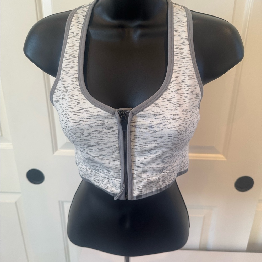 Avia Gray Athletic Sports Bra with Speckled Accents